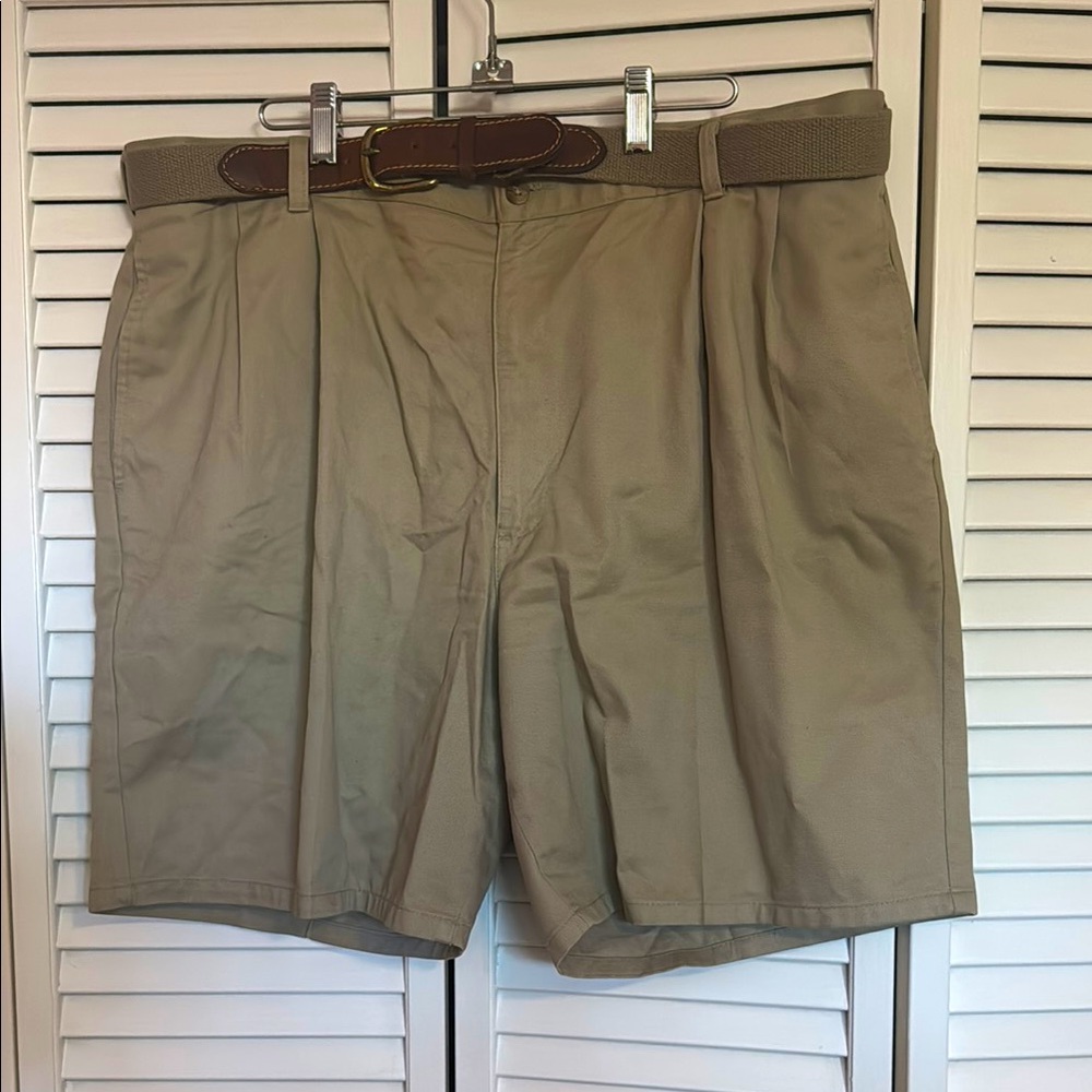 Geoffrey Beene Tan Flat Front Shorts Relaxed Fit